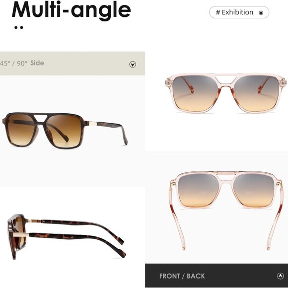 Sunglasses Womens Men Trendy Retro Sun Glasses Rectangle Frame Shades K1649 - Picture 4 of 6